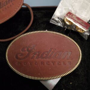Vintage Indian Motorcycle Genuine Leather Belt Buckle